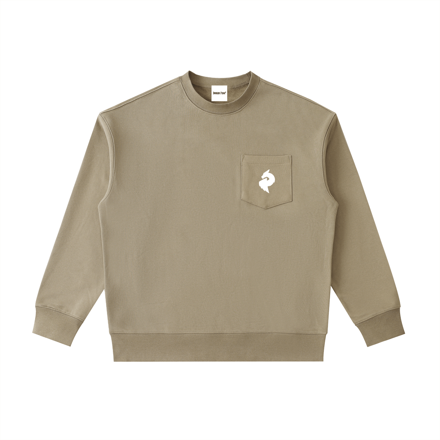 Khaki Heavyweight Patch Pocket Crewneck SweatshirtHeavyweight Patch Pocket Crewneck SweatshirtKhaki Heavyweight Patch Pocket Crewneck Sweatshirt251017PODRA1541001