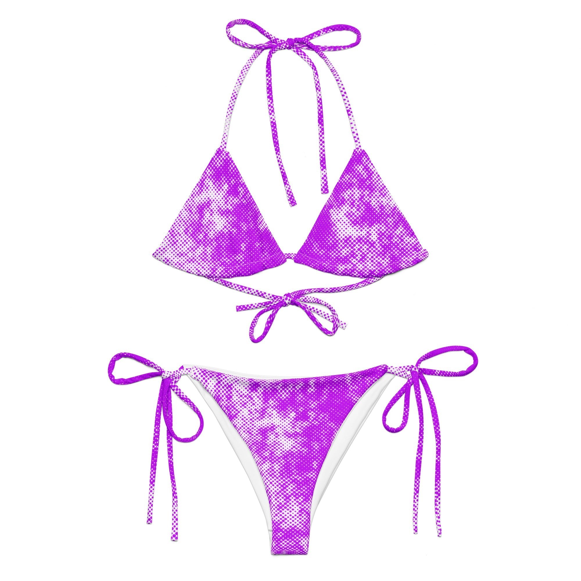 Lavender Pulse Eco String Bikini Set - Eco String Bikini Set - DRAGON FOXX™ - Lavender Pulse Eco String Bikini Set - 2053512_16553 - 2XS - Purple Halftone - Bikini Set - Dragon Foxx® - Dragon Foxx® Eco String Bikini