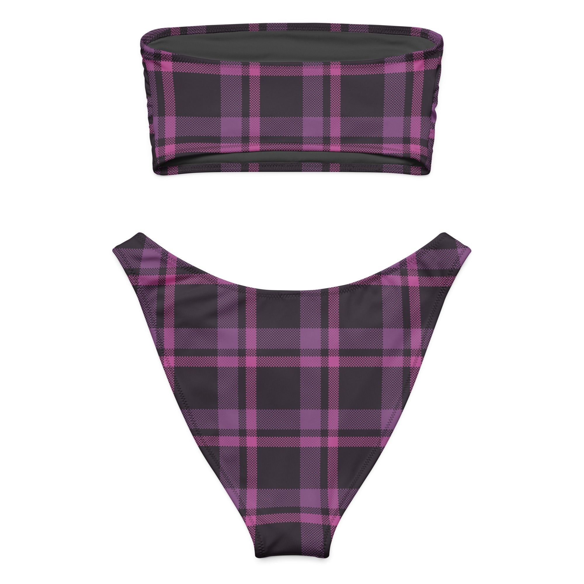 Lilac Havoc Plaid Eco Bandeau BikiniEco Bandeau Bikini SetsProduct mockup3606603_22671