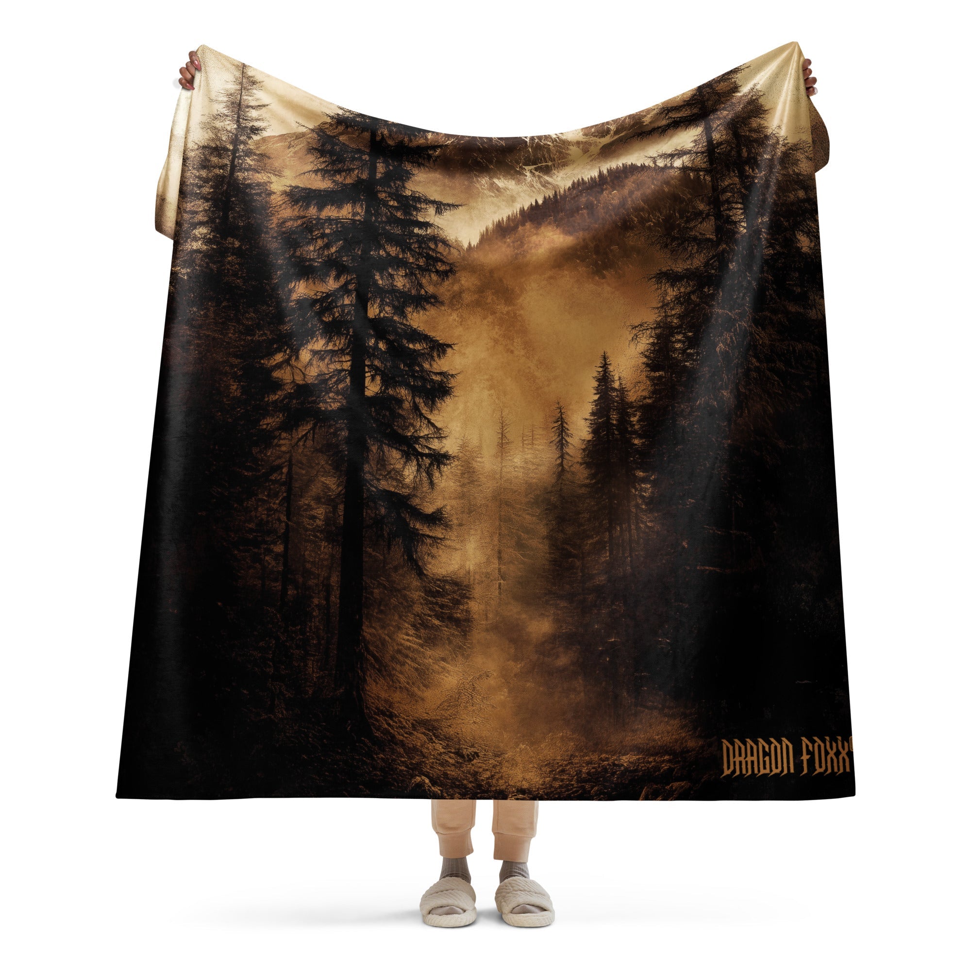 Mt Aroath - Sherpa Blanket - Sherpa Blanket - DRAGON FOXX™ - Product mockup - 4893105_17449 - Scenery Art - Sherpa Blanket - 60" by 80" Throw Blanket - 60″×80″ Sherpa Blanket - Accessories