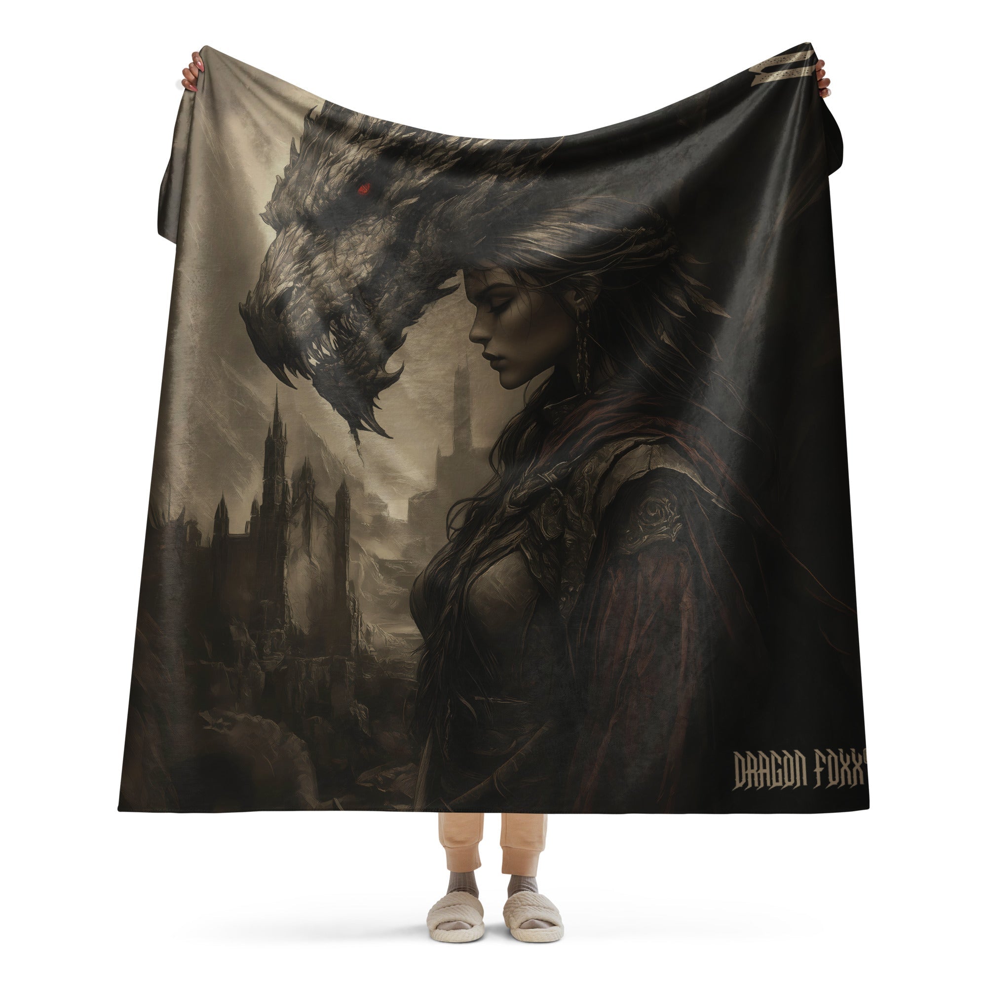 Nythera - Sherpa Blanket - Sherpa Blanket - DRAGON FOXX™ - Product mockup - 6270302_17449 - Characters - Sherpa Blanket - 60″×80″ - 60″×80″ Sherpa Blanket - Accessories