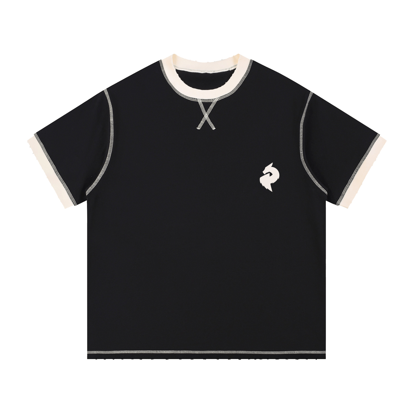 Ossaryn Crest Black with Apricot Contrast - Stitched Cotton T-ShirtContrast - Stitched Cotton T-ShirtOssaryn Crest Black with Apricot Contrast - Stitched Cotton T-Shirt251030PODPQ1444001