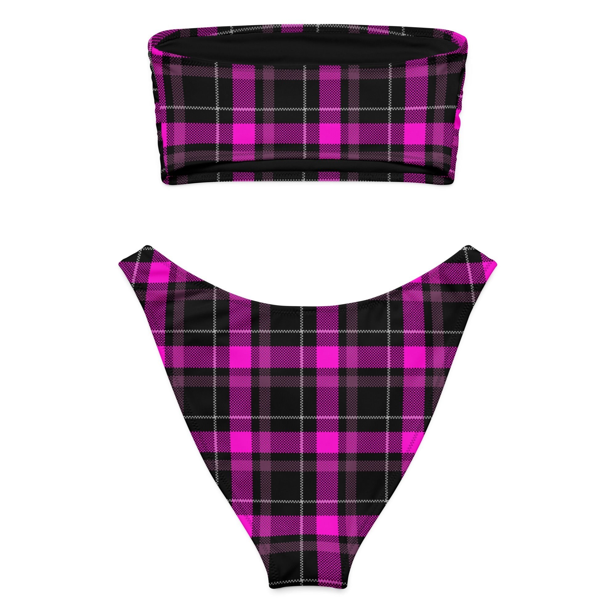 Pink Hexfire Plaid Eco Bandeau BikiniEco Bandeau Bikini SetsProduct mockup1690676_22671