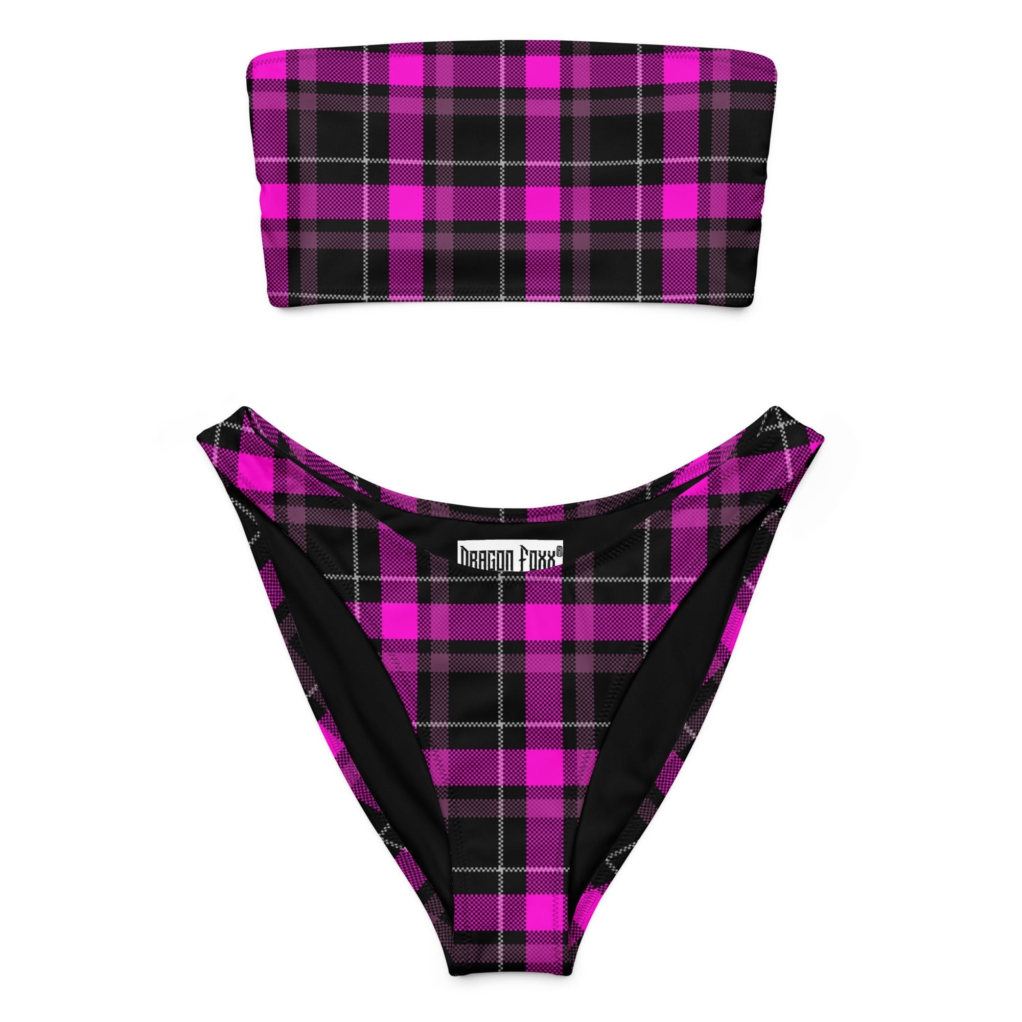 Pink Hexfire Plaid Eco Bandeau BikiniEco Bandeau Bikini SetsProduct mockup1690676_22671