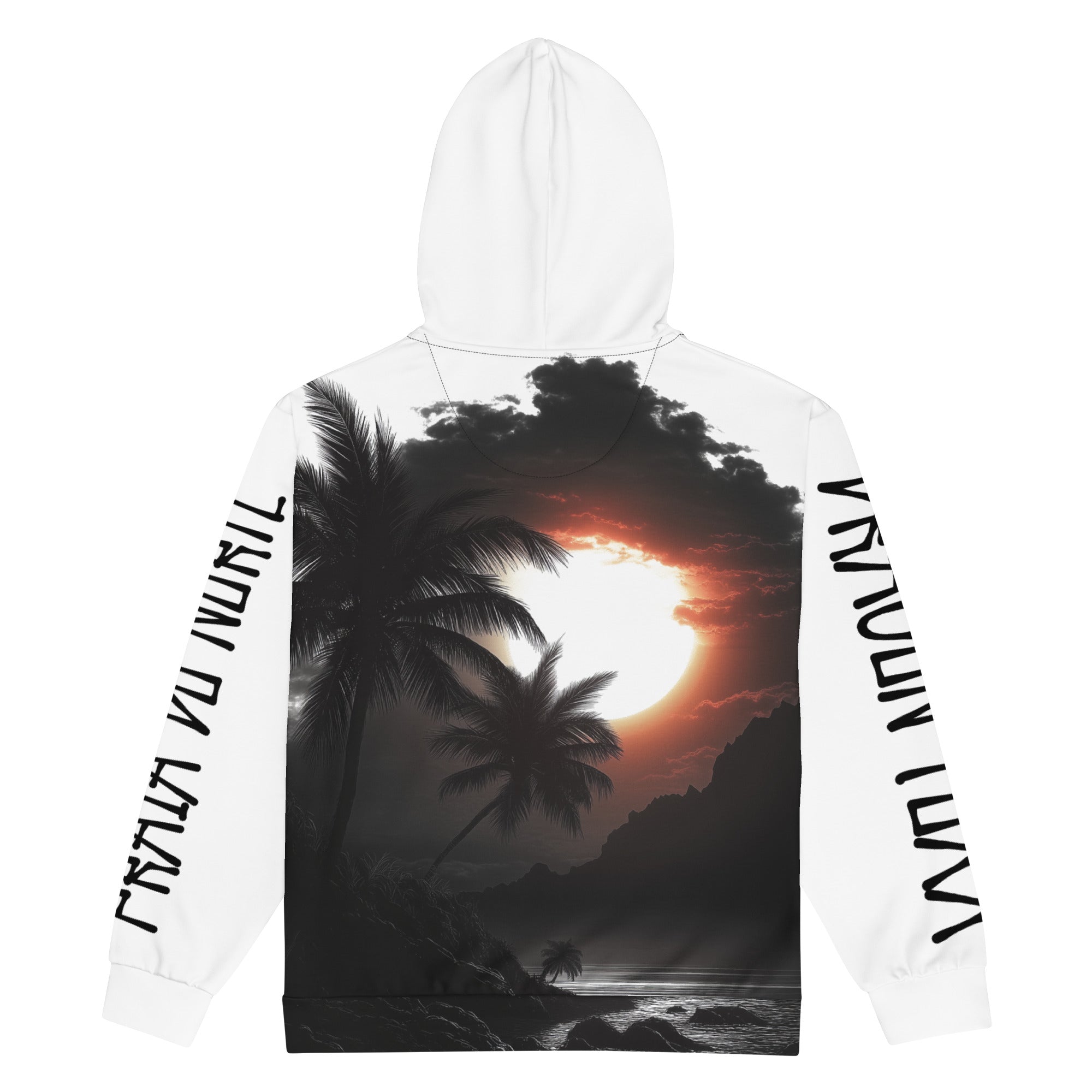 Praia do Norte - Eco Unisex Zip Hoodie - Eco Unisex Zip - up Hoodie - DRAGON FOXX™ - Product mockup - 2552789_18522 - 2XS - White - Beach Art - Beach Zip Hoodie - Dragon Foxx® Men's Hoodie