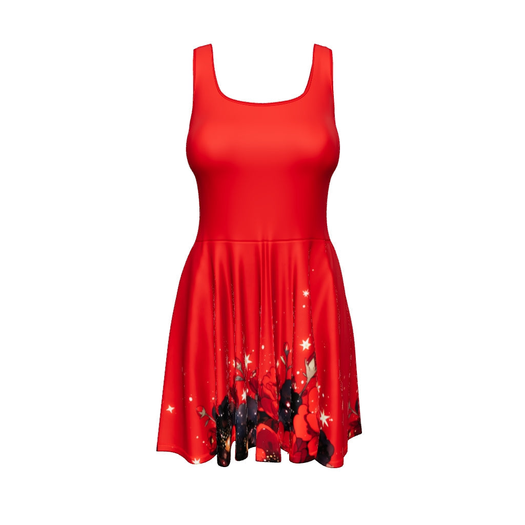 Crimson Starbloom Skater Dress