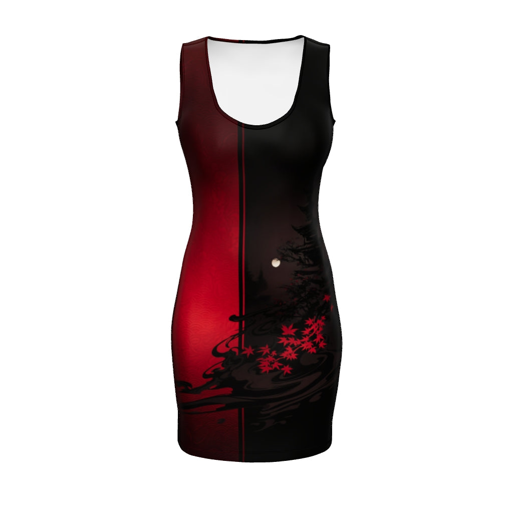 Tsukikage Pagoda Moon-Shadow Bodycon Dress