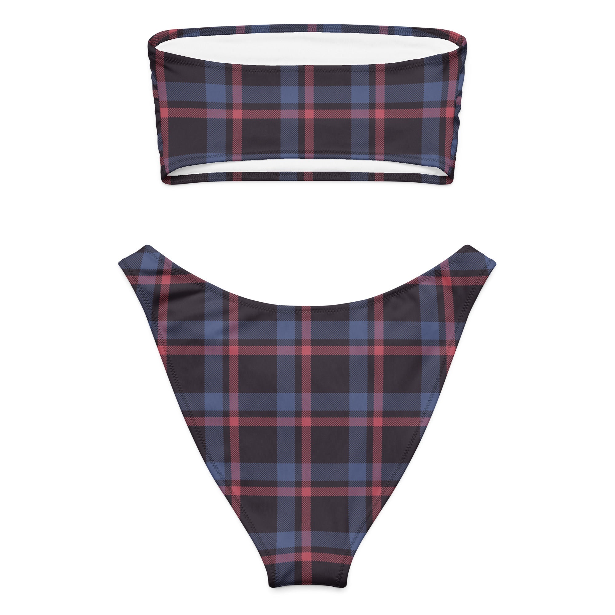 Purple - Pink Plaid Eco Bandeau BikiniEco Bandeau Bikini SetsProduct mockup4715138_22671