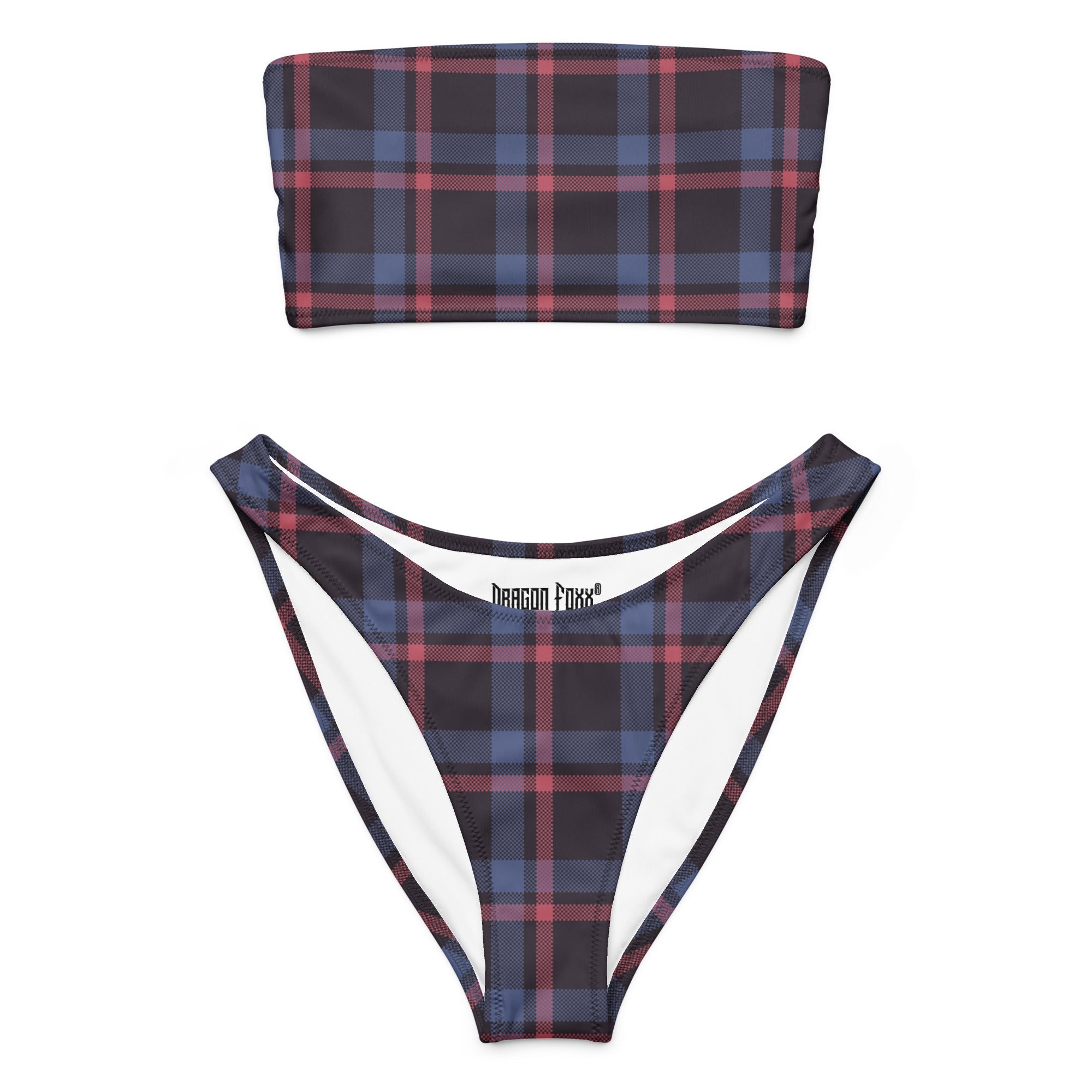 Purple - Pink Plaid Eco Bandeau BikiniEco Bandeau Bikini SetsProduct mockup4715138_22671