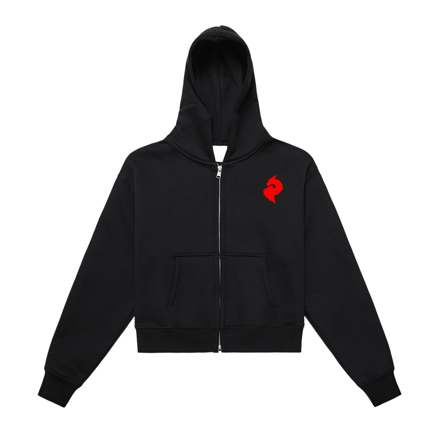 Pyrethorne Empire Women's Black Fleeced Zip - Up Cropped HoodieWomen's Fleeced Zip - Up Cropped HoodiePyrethorne Empire Women's Black Fleeced Zip - Up Cropped Hoodie250810PODUA1924001