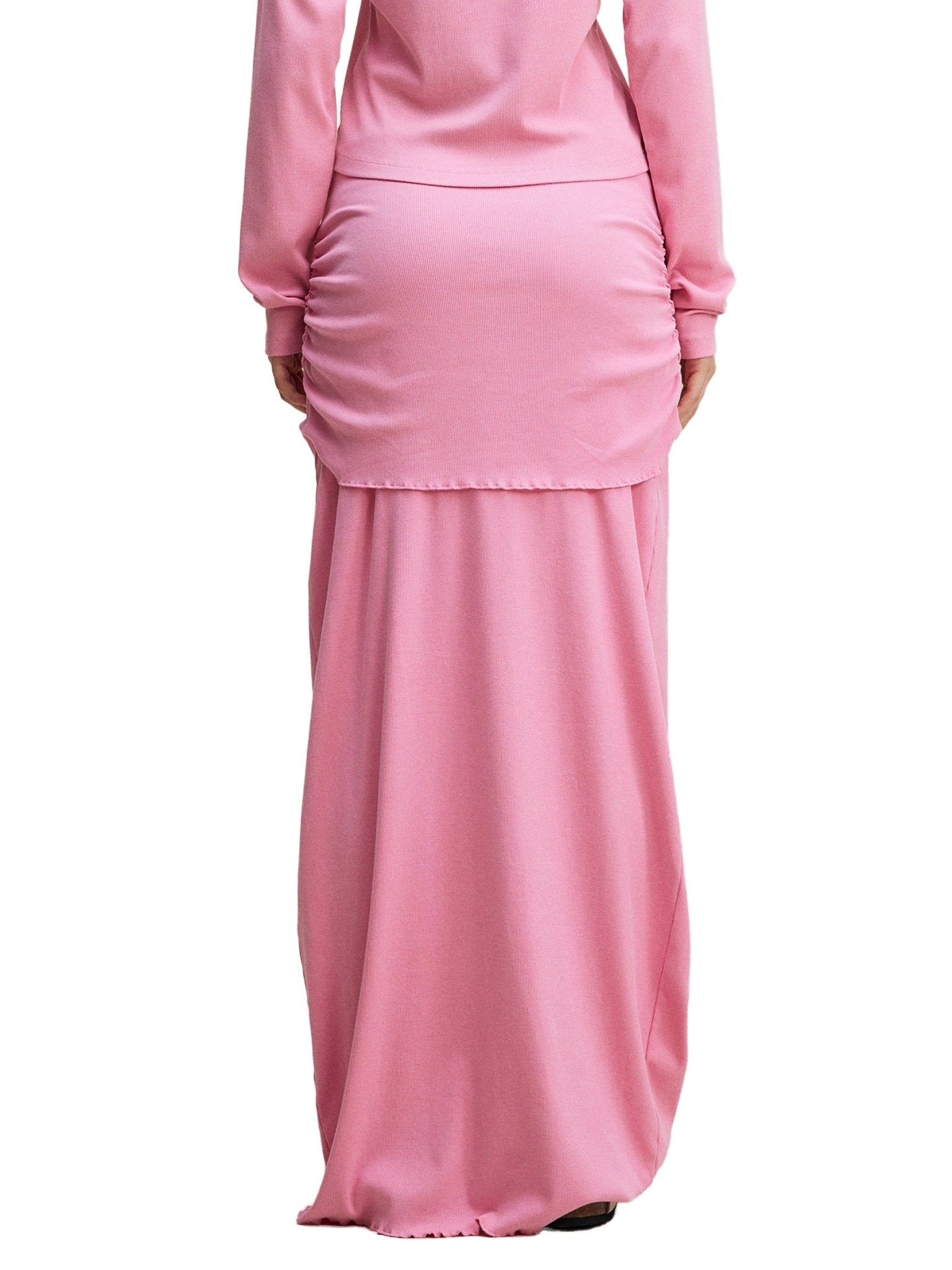 Rose Pink Dyed Washed Straight Hip - Hugging Slim Maxi SkirtSlim Maxi SkirtRose Pink Dyed Washed Straight Hip - Hugging Slim Maxi Skirt250921PODBL0799001