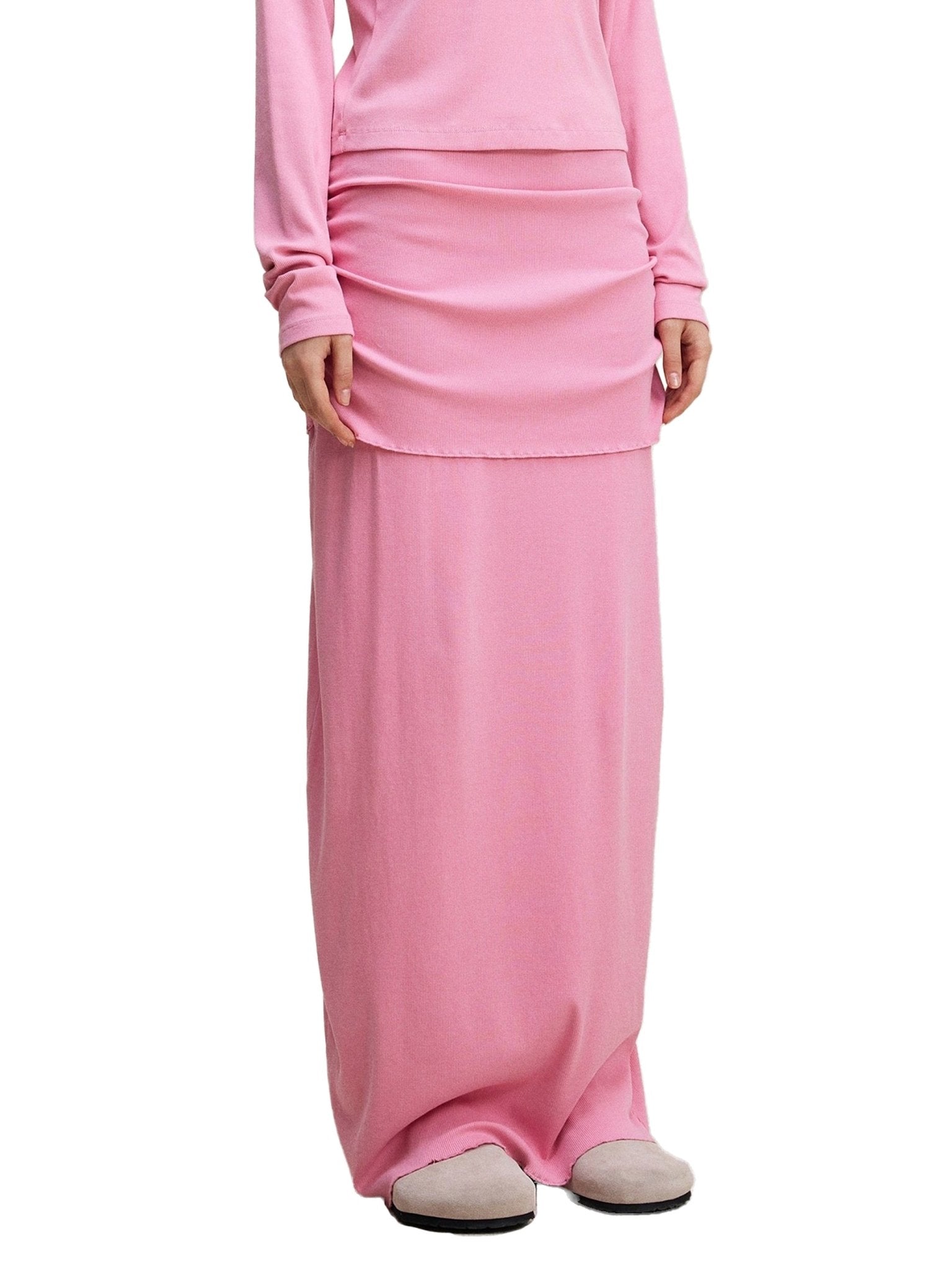 Rose Pink Dyed Washed Straight Hip - Hugging Slim Maxi SkirtSlim Maxi SkirtRose Pink Dyed Washed Straight Hip - Hugging Slim Maxi Skirt250921PODBL0799001