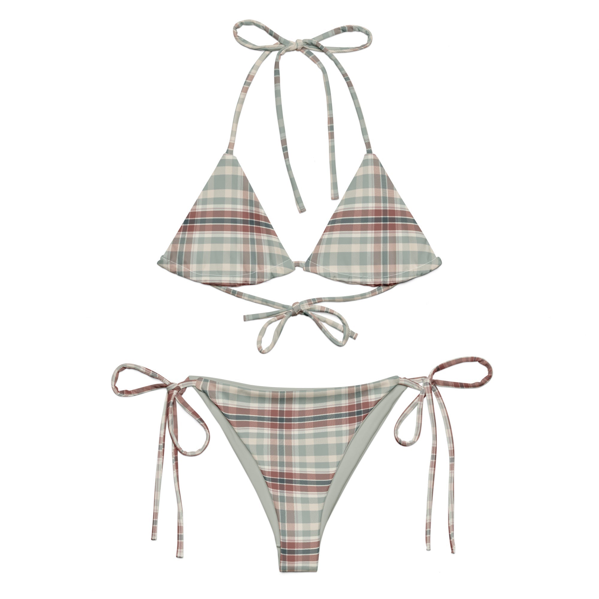Sageblush Plaid Eco String BikiniEco String BikiniProduct mockup3358275_16553