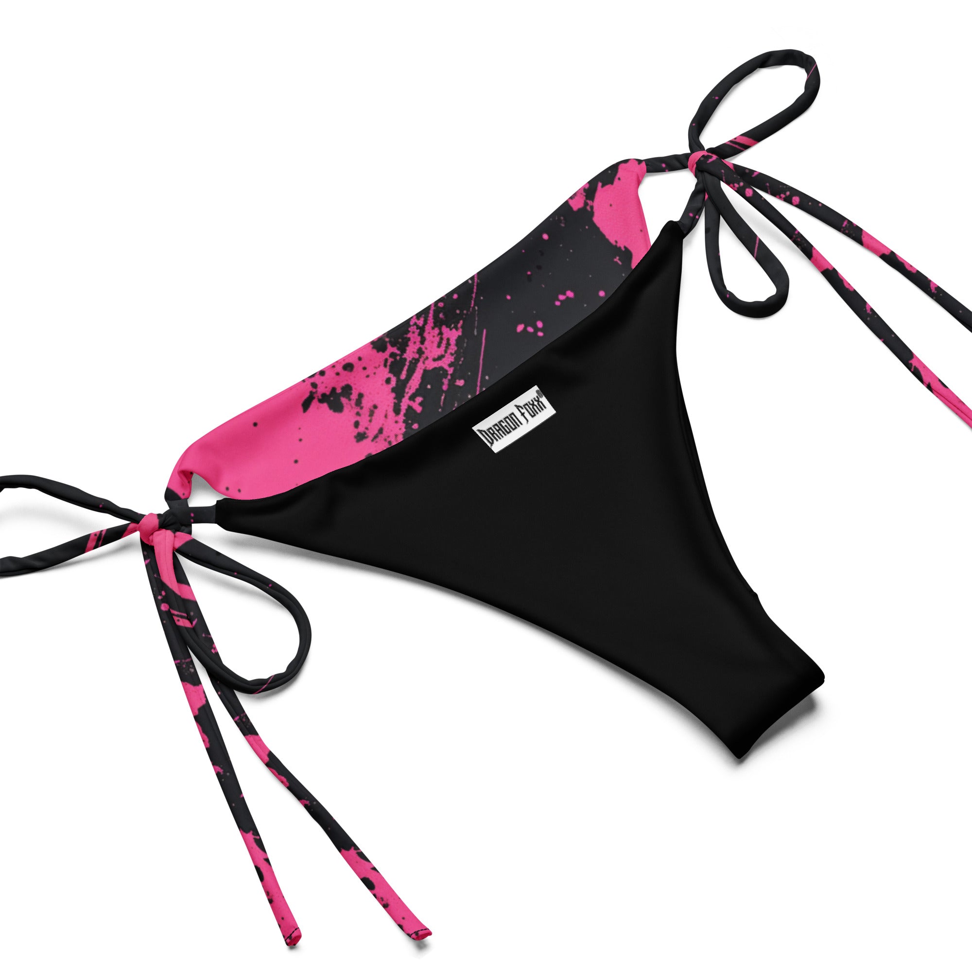 Splatter Pink and Black Grunge Eco String BikiniEco - String Bikini SetProduct mockup5372294_16553