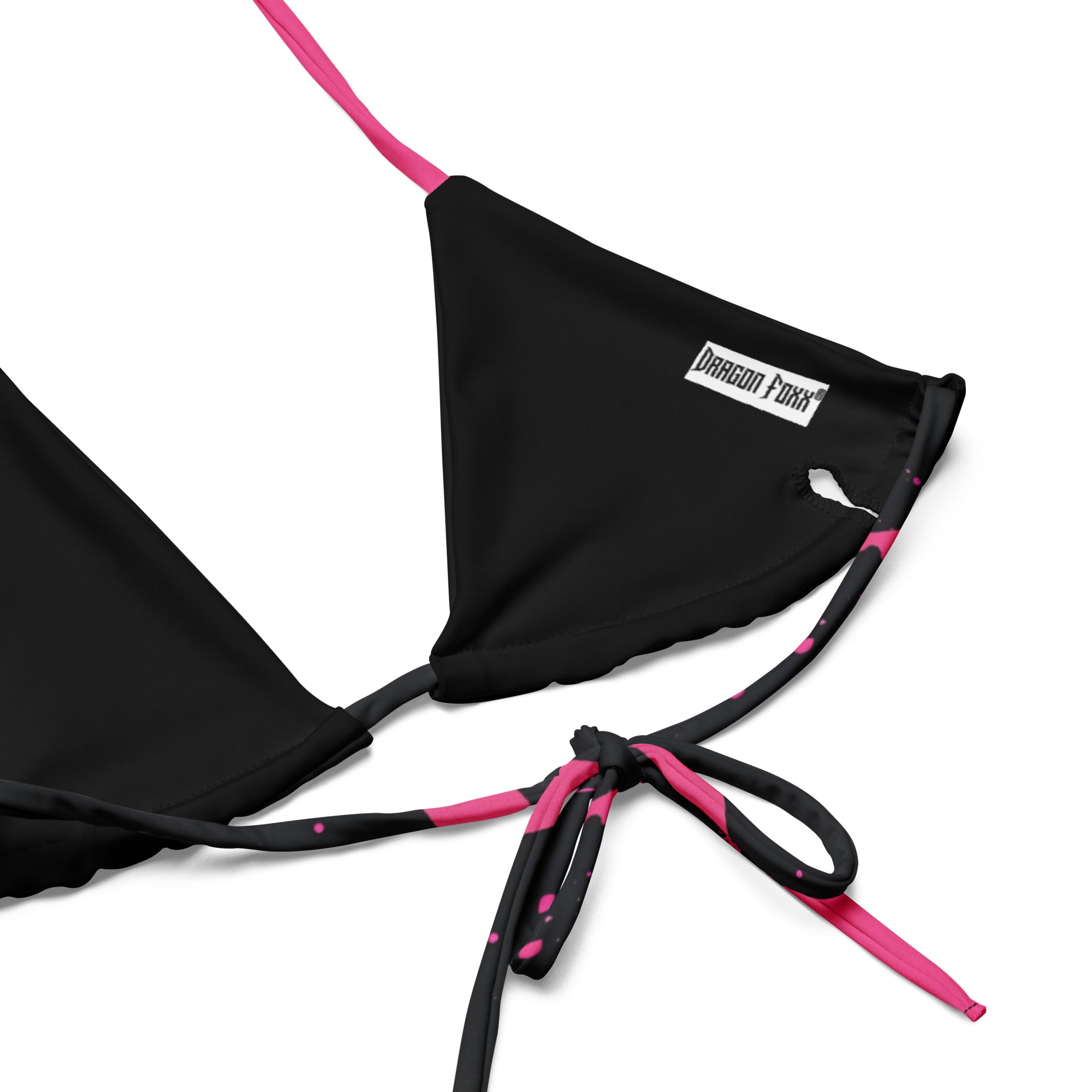 Splatter Pink and Black Grunge Eco String BikiniEco - String Bikini SetProduct mockup5372294_16553