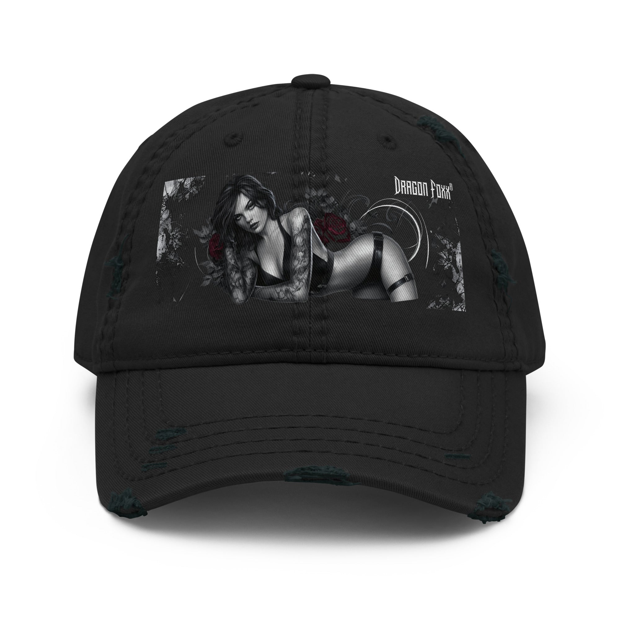 Thornveil Siren Black Distressed Dad HatDistressed Dad HatProduct mockup8472813_10990