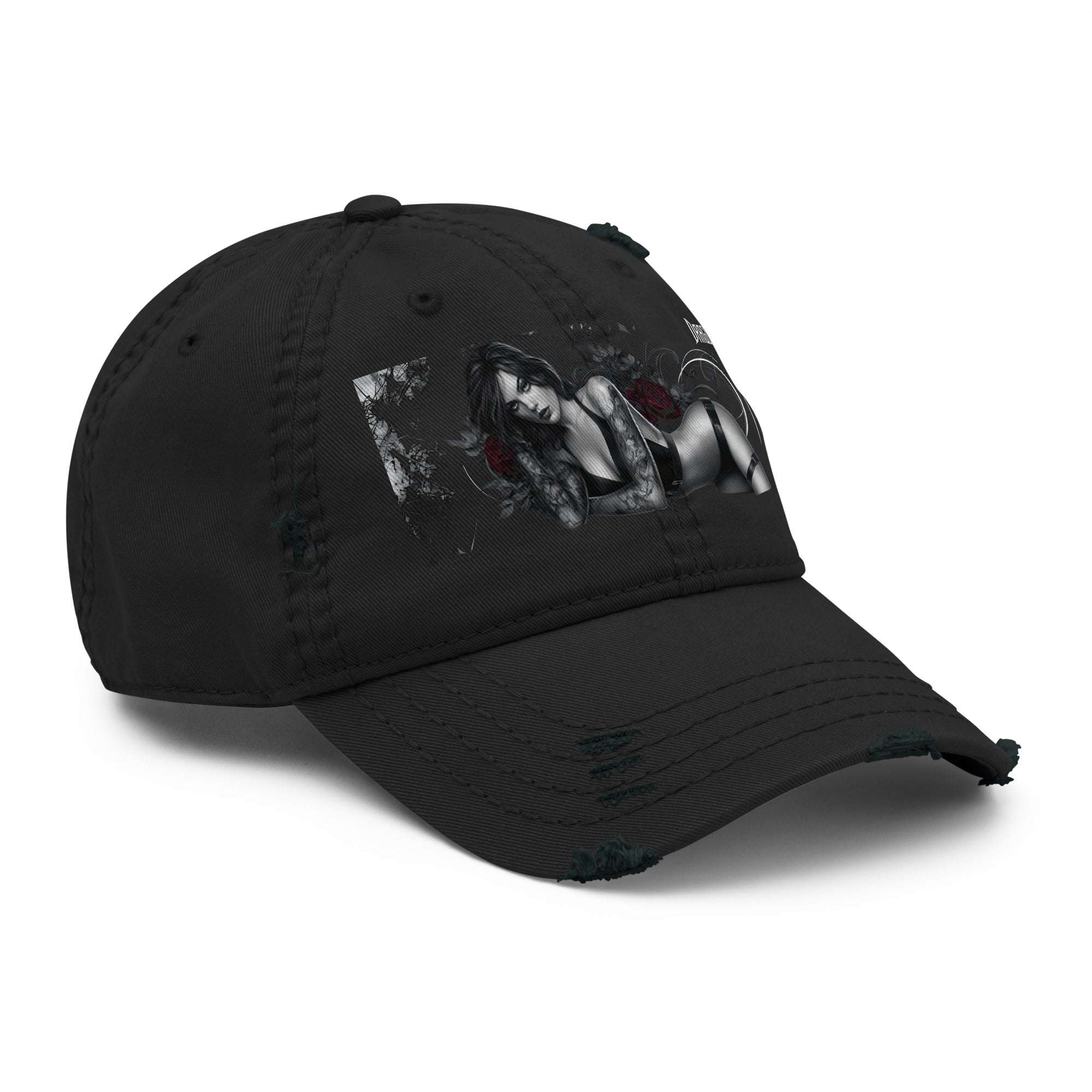 Thornveil Siren Black Distressed Dad HatDistressed Dad HatProduct mockup8472813_10990