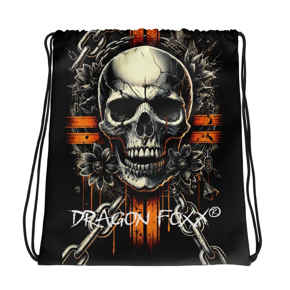 Unchained - Drawstring Bag - Drawstring Bag - DRAGON FOXX™ - Unchained - Drawstring Bag - 9730310_8894 - 15″ × 17″ (38.1 cm × 43.2 cm) - Multicolor - 15″×17″ Drawstring Bag - Accessories - Dragon Foxx® Grunge Skull Drawstring Bag