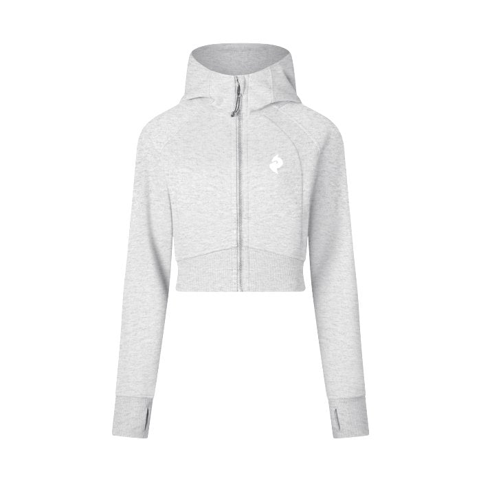 UNTAMED - Cold Grey Cropped Zip - Through Hoodie - Cropped Zip - Through Hoodie - ODMPOD - Cropped Zip - Through Hoodie,Cold Grey,Women's Crop Hoodie - 241104PODUB0661#001 - Cold Gray - 4 - Cold Grey - Cold Grey Cropped Zip - Through Hoodie - Crop Hoodie