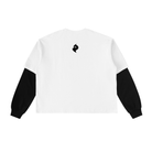 White with Black Layered Contrast Sleeve Cotton T-ShirtLayered Contrast Sleeve Cotton T-ShirtWhite with Black Layered Contrast Sleeve Cotton T-Shirt251010PODPR1174001