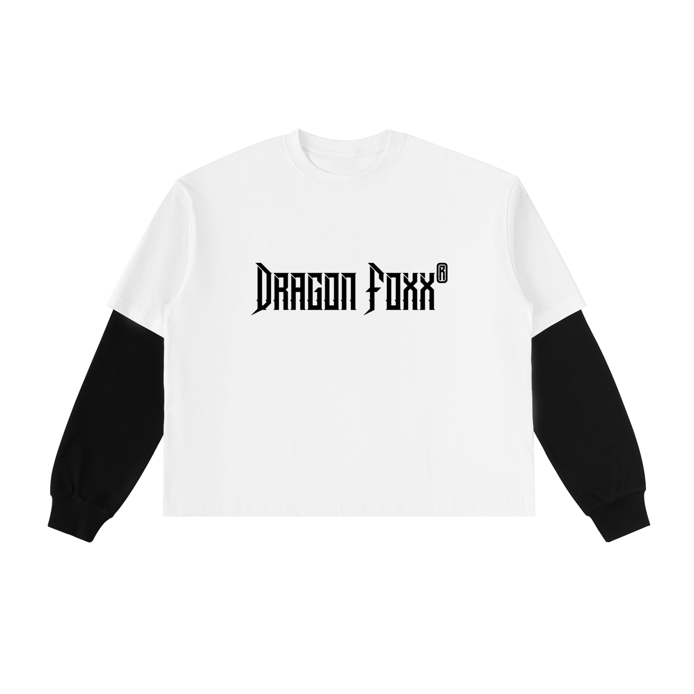 White with Black Layered Contrast Sleeve Cotton T-ShirtLayered Contrast Sleeve Cotton T-ShirtWhite with Black Layered Contrast Sleeve Cotton T-Shirt251010PODPR1174001