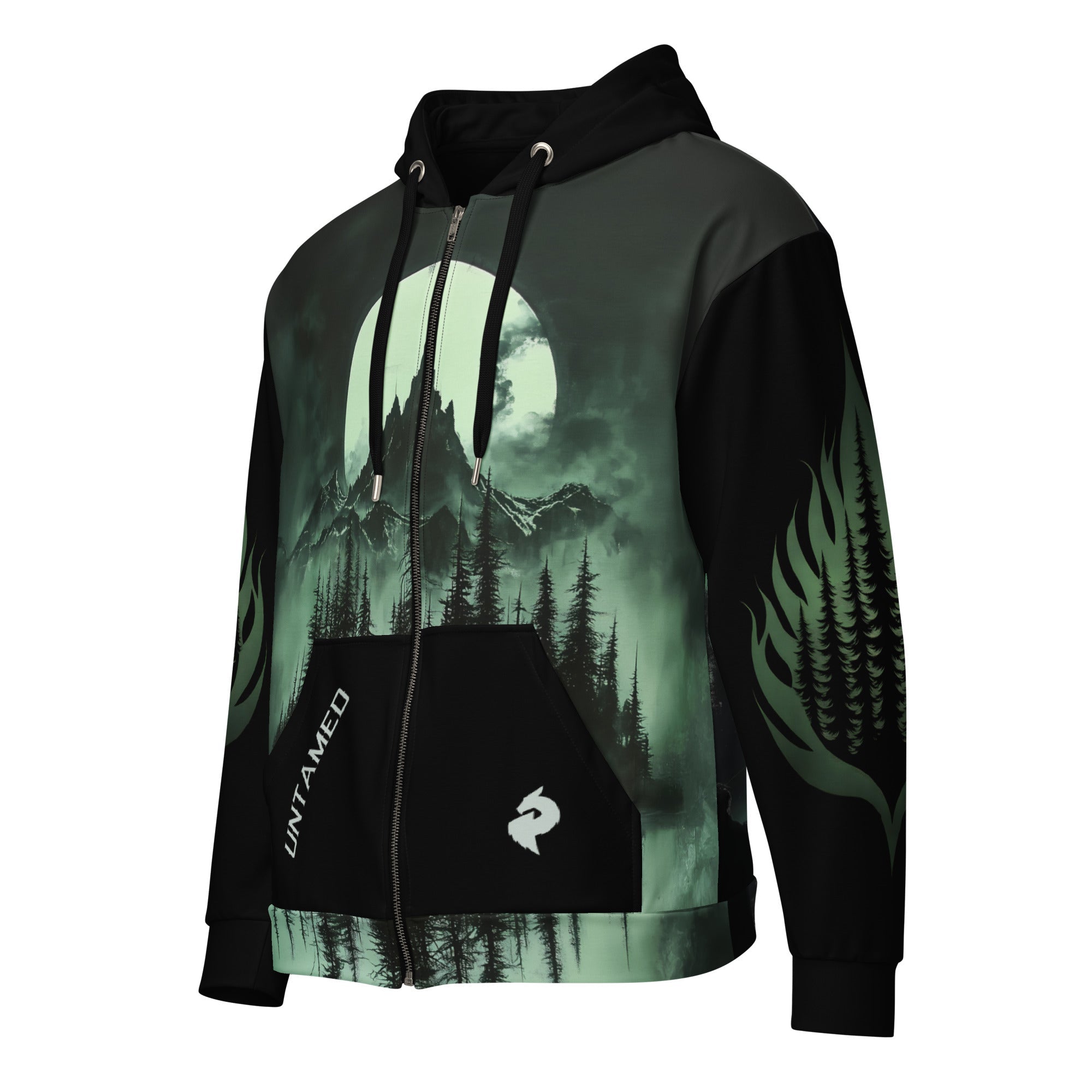 Wild Soul - Eco Unisex Zip Hoodie - Eco Unisex Zip - up Hoodie - DRAGON FOXX™ - Product mockup - 2942762_18522 - 2XS - Scenery Art - Character Art by Dragon Foxx® - Dragon Foxx® Men's Hoodie - Dragon Foxx® Men's Hoodies