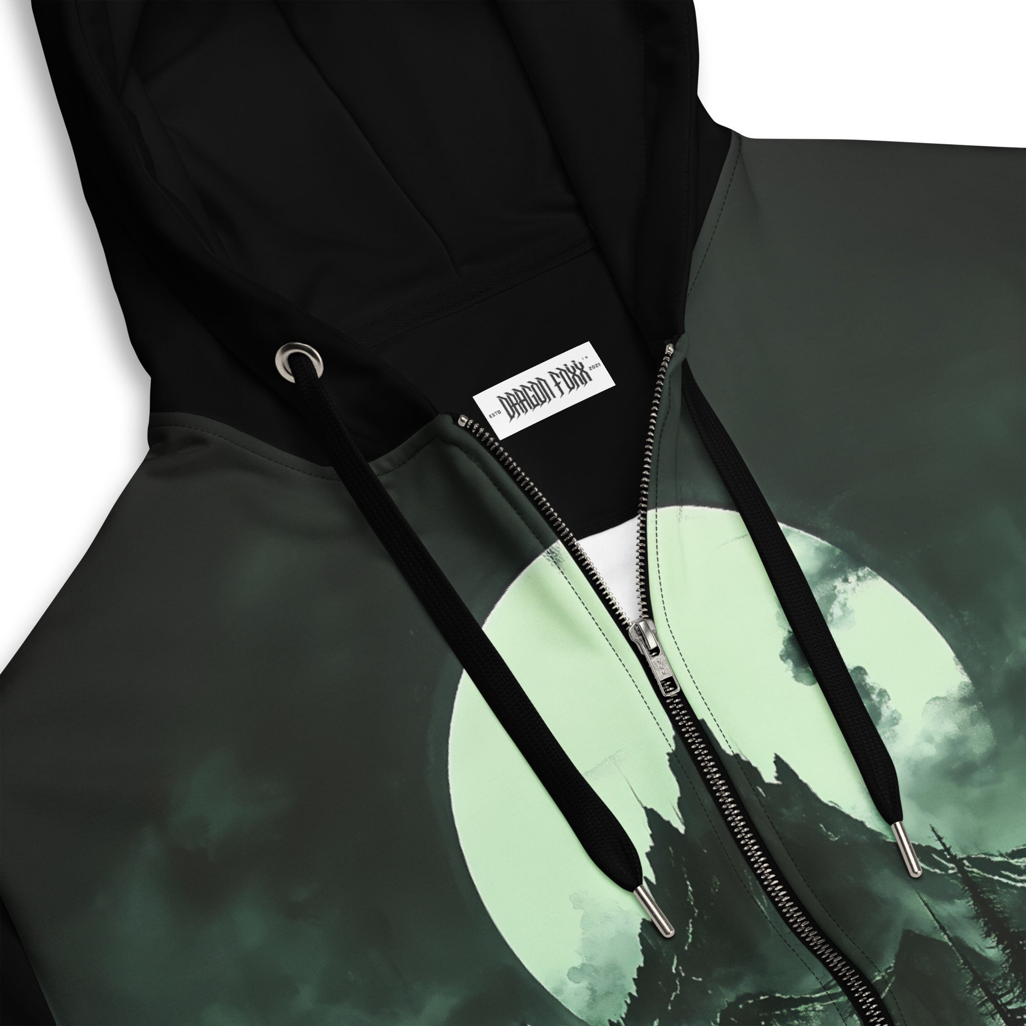 Wild Soul - Eco Unisex Zip Hoodie - Eco Unisex Zip - up Hoodie - DRAGON FOXX™ - Product mockup - 2942762_18522 - 2XS - Scenery Art - Character Art by Dragon Foxx® - Dragon Foxx® Men's Hoodie - Dragon Foxx® Men's Hoodies