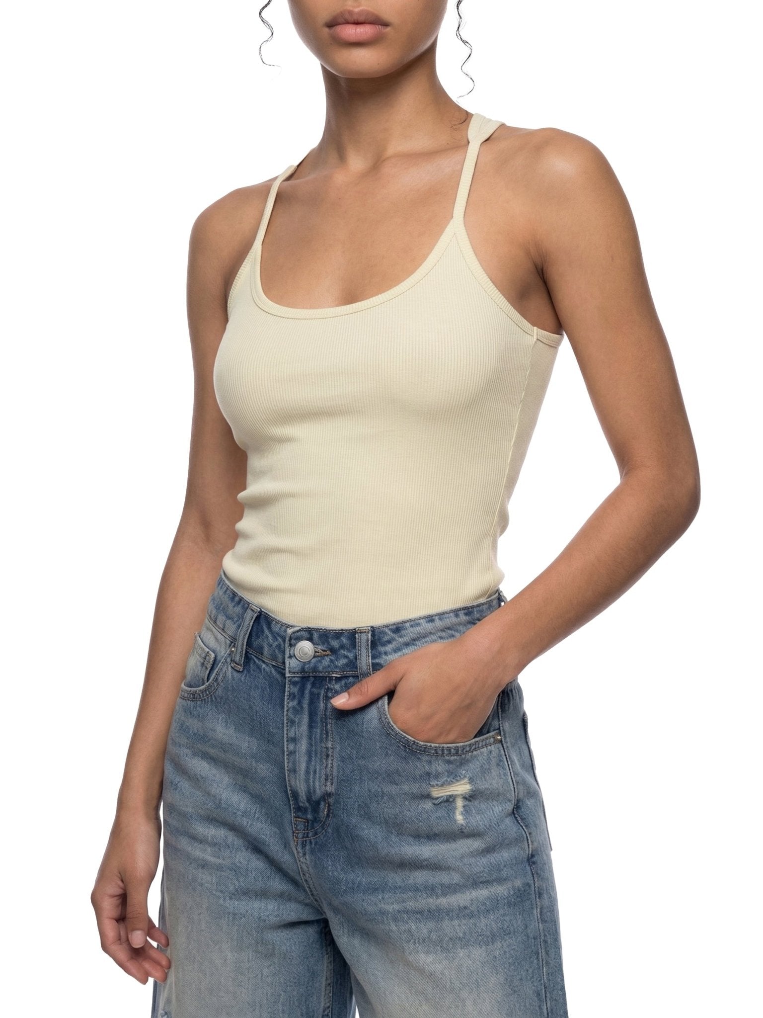 Women's Apricot Slim Fit Ribbed Racerback Tank TopSlim Fit Ribbed Racerback Tank TopWomen's Apricot Slim Fit Ribbed Racerback Tank Top260419PODAC3842001