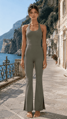 Women’s Army Green Halter Flared JumpsuitHalter Flared JumpsuitWomen’s Army Green Halter Flared Jumpsuit260607PODAG1821001