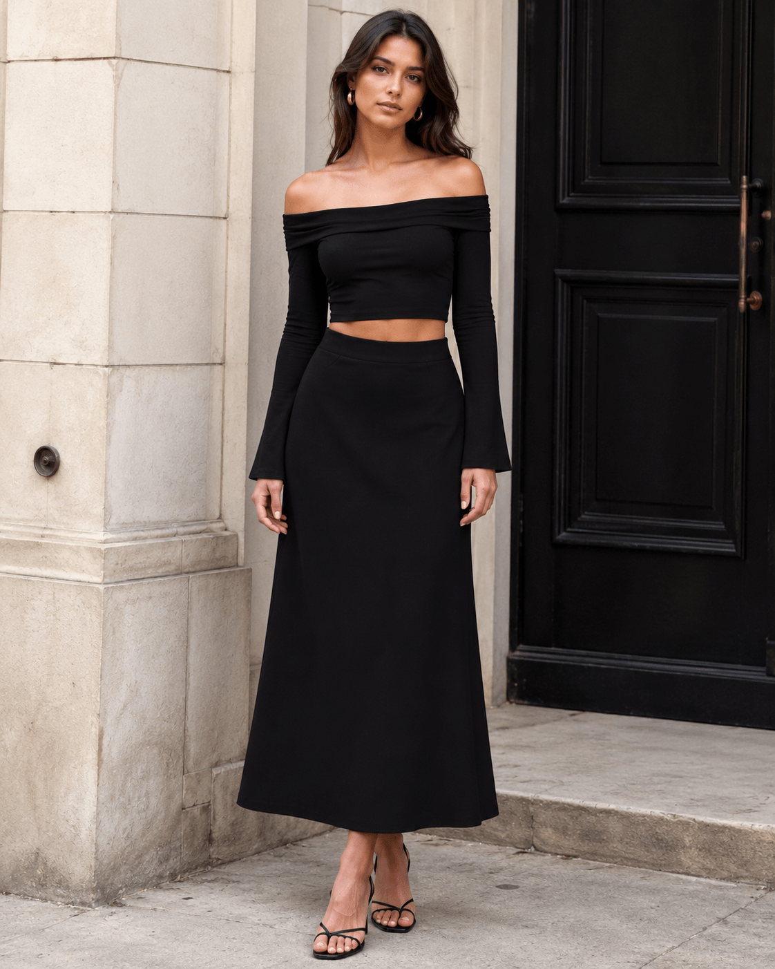 Women's Black Knit Maxi SkirtKnit Maxi SkirtWomen's Black Knit Maxi Skirt260502PODBL3618001