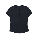 Women's Black Modal Bodycon Henley ShirtWomen's Modal Bodycon Henley ShirtWomen's Black Modal Bodycon Henley Shirt250906PODAA0585001