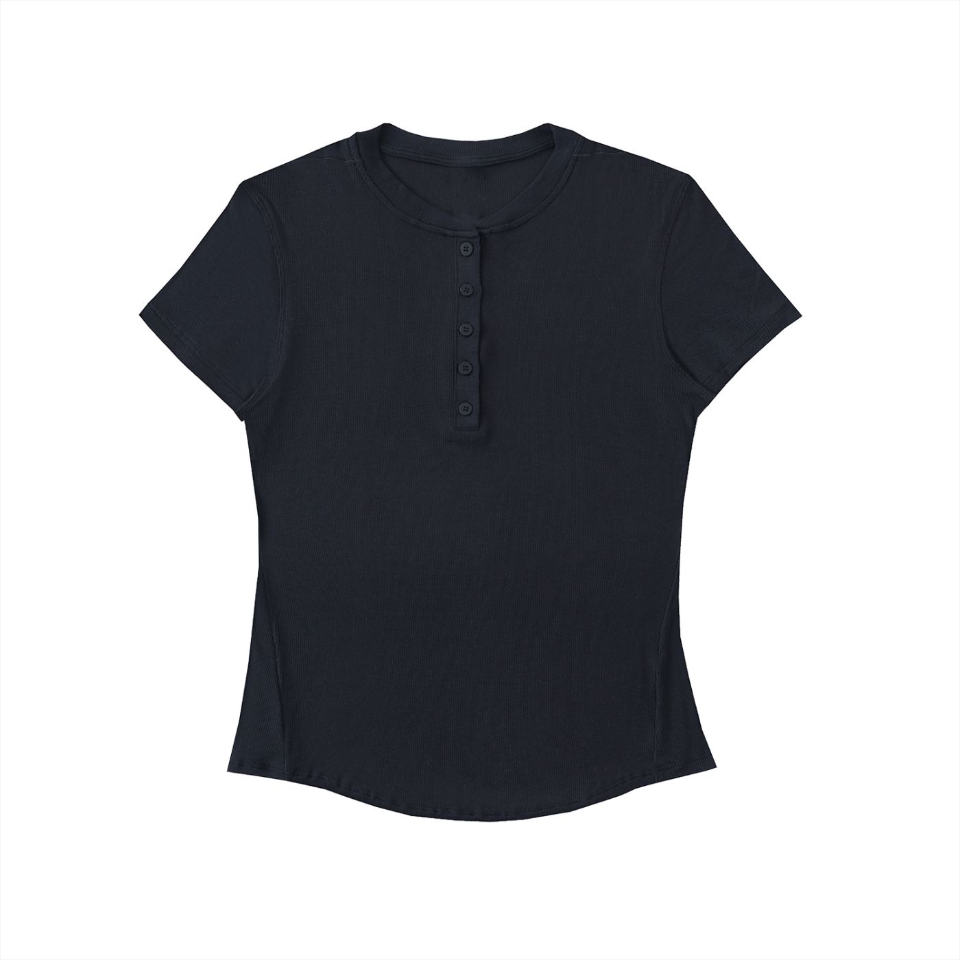 Women's Black Modal Bodycon Henley ShirtWomen's Modal Bodycon Henley ShirtWomen's Black Modal Bodycon Henley Shirt250906PODAA0585001