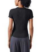 Women's Black Modal Bodycon Henley ShirtWomen's Modal Bodycon Henley ShirtWomen's Black Modal Bodycon Henley Shirt250906PODAA0585001