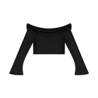 Women's Black Off - the - Shoulder Bell Sleeve Crop T-ShirtOff - the - Shoulder Bell Sleeve Crop T-ShirtWomen's Black Off - the - Shoulder Bell Sleeve Crop T-Shirt260507PODND2274001
