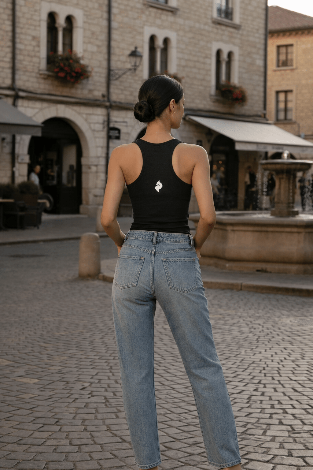 Women's Black Slim Fit Ribbed Racerback Tank TopSlim Fit Ribbed Racerback Tank TopWomen's Black Slim Fit Ribbed Racerback Tank Top260419PODAC3810001