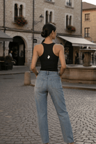 Women's Black Slim Fit Ribbed Racerback Tank TopSlim Fit Ribbed Racerback Tank TopWomen's Black Slim Fit Ribbed Racerback Tank Top260419PODAC3810001