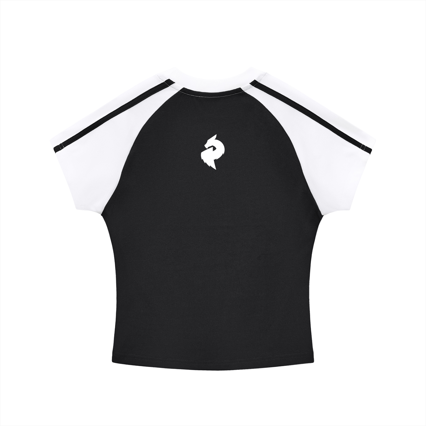Women's Black with White Contrast Stripes Bodycon Raglan Sleeve T-ShirtContrast Stripes Bodycon Raglan Sleeve T-ShirtWomen's Black with White Contrast Stripes Bodycon Raglan Sleeve T-Shirt251001PODAA0870001