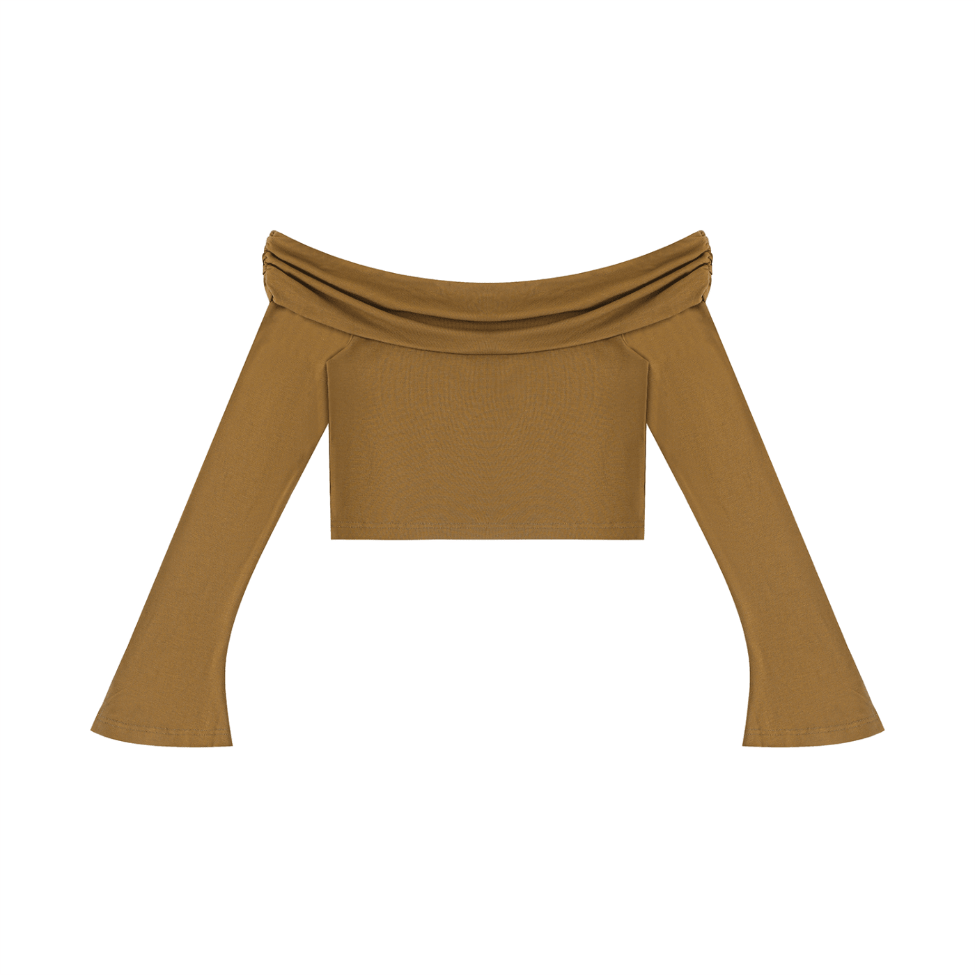 Women's Brown Off - the - Shoulder Bell Sleeve Crop T-ShirtOff - the - Shoulder Bell Sleeve Crop T-ShirtWomen's Brown Off - the - Shoulder Bell Sleeve Crop T-Shirt260507PODND2296001