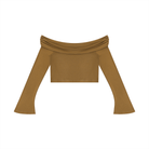 Women's Brown Off - the - Shoulder Bell Sleeve Crop T-ShirtOff - the - Shoulder Bell Sleeve Crop T-ShirtWomen's Brown Off - the - Shoulder Bell Sleeve Crop T-Shirt260507PODND2296001