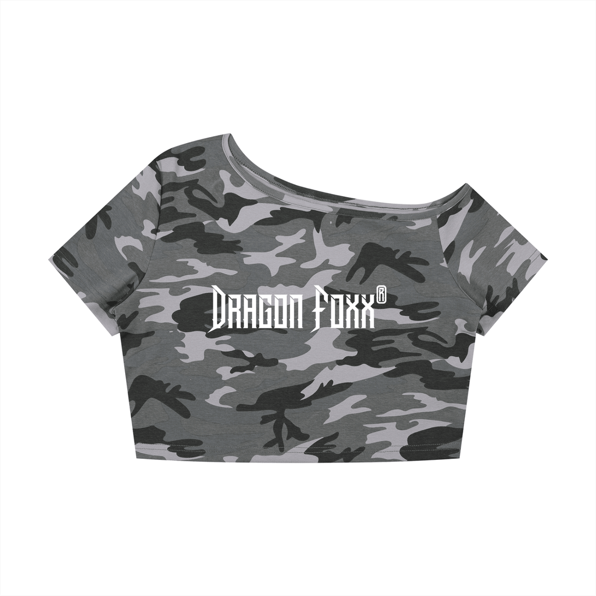 Women's Camo Off-Shoulder Crop T-ShirtCrop Top TeeWomen's Camo Off-Shoulder Crop T-Shirt260805PODAA3362009