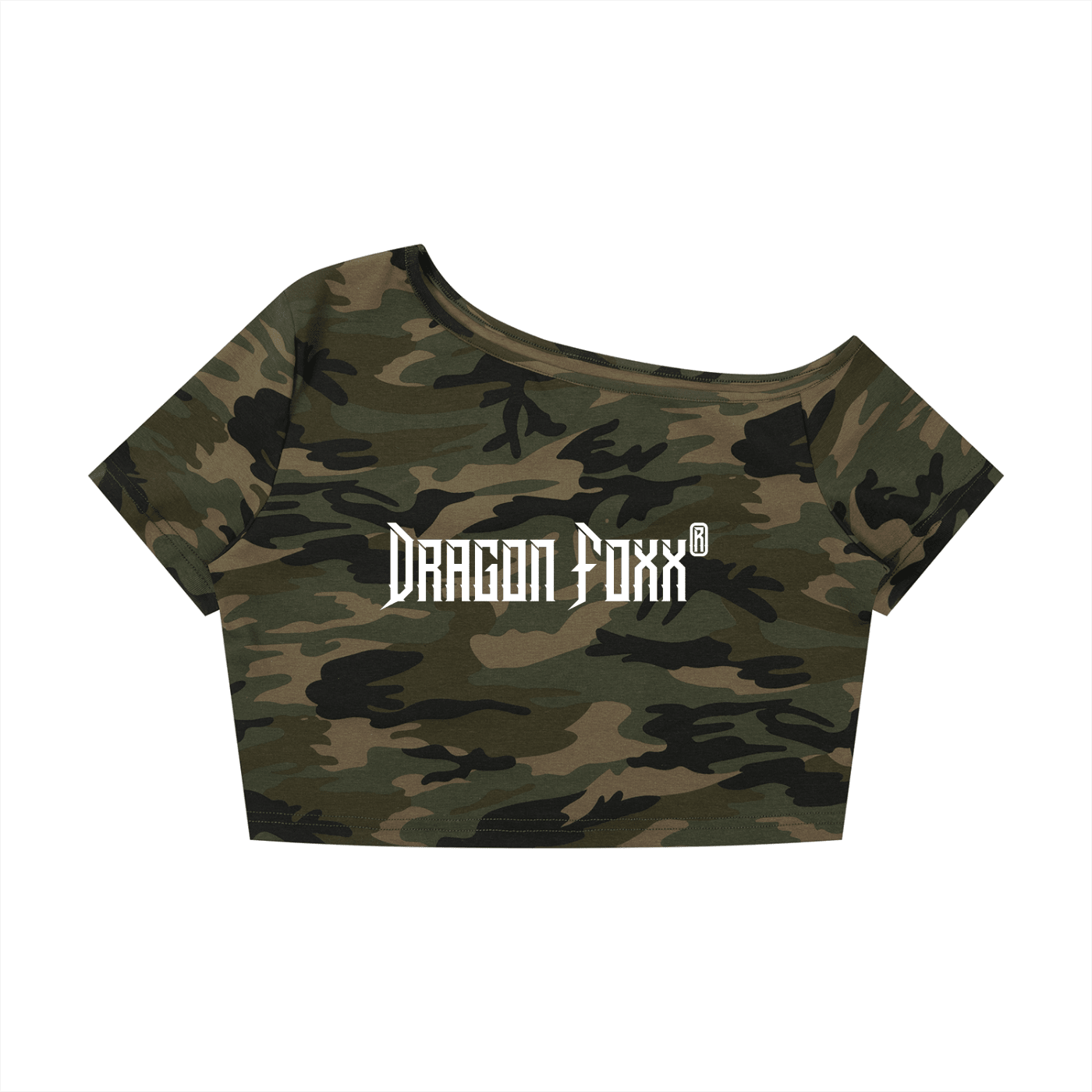 Women's Camo Off-Shoulder Crop T-ShirtCrop Top TeeWomen's Camo Off-Shoulder Crop T-Shirt260805PODAA3362013