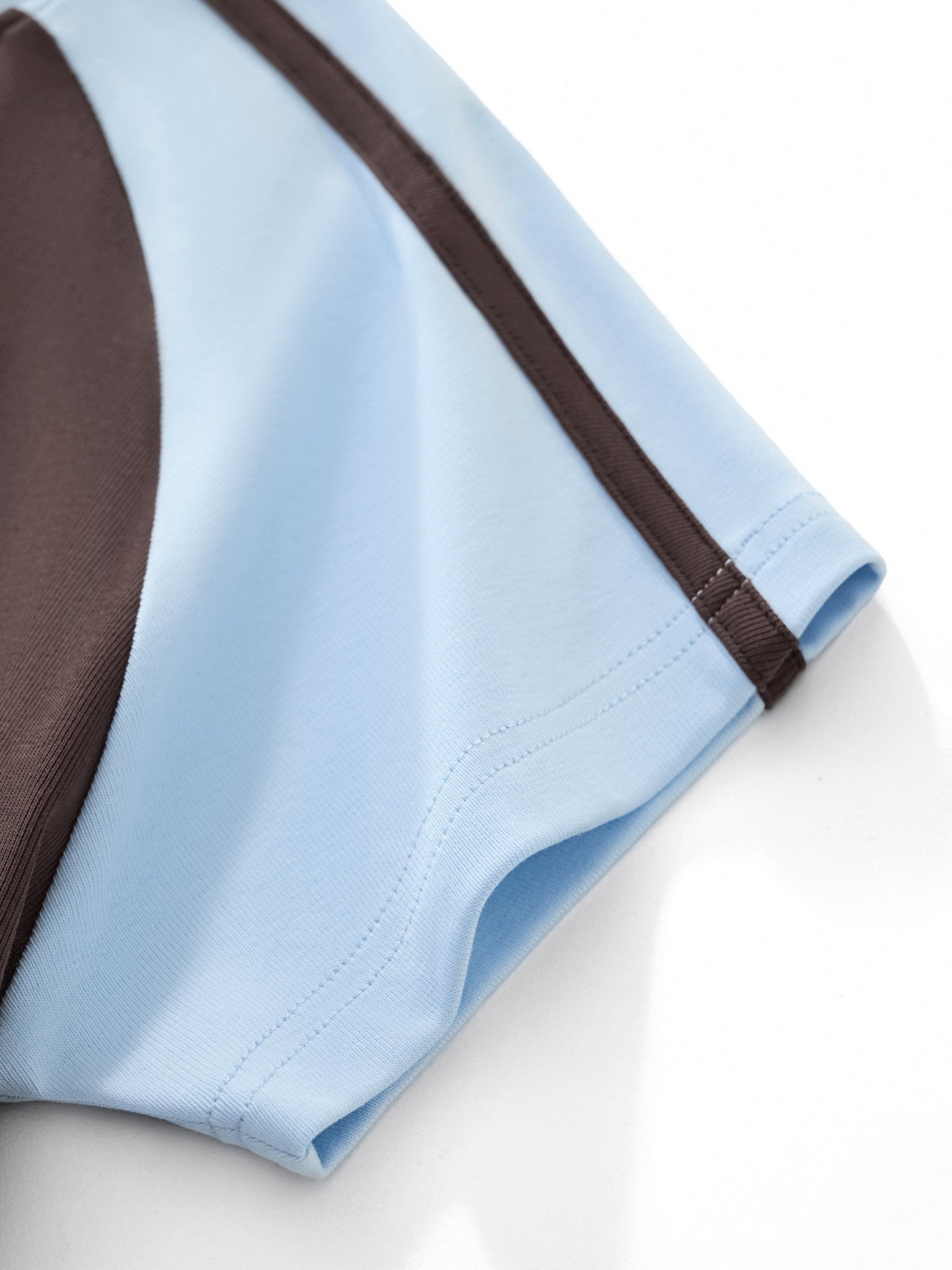 Women's Coffee with Blue Contrast Stripes Bodycon Raglan Sleeve T-ShirtContrast Stripes Bodycon Raglan Sleeve T-ShirtWomen's Coffee with Blue Contrast Stripes Bodycon Raglan Sleeve T-Shirt251002PODAA0952001