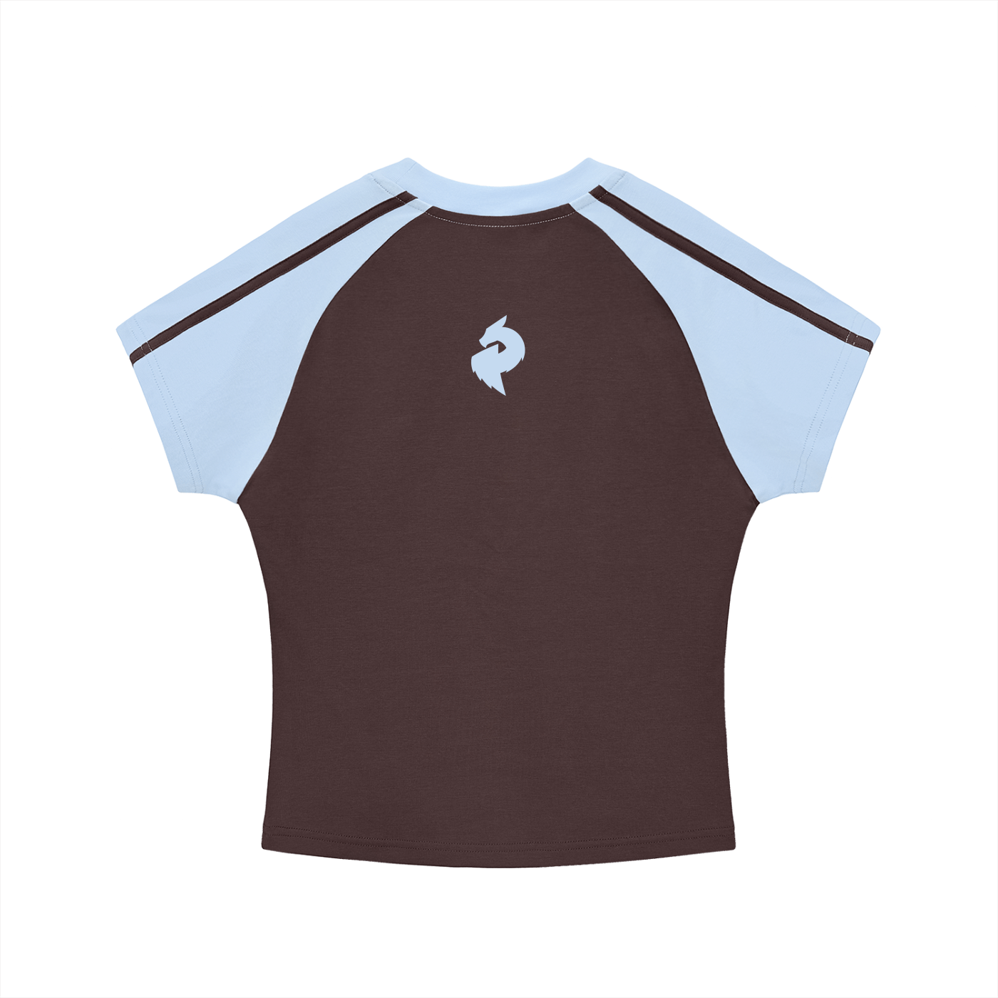 Women's Coffee with Blue Contrast Stripes Bodycon Raglan Sleeve T-ShirtContrast Stripes Bodycon Raglan Sleeve T-ShirtWomen's Coffee with Blue Contrast Stripes Bodycon Raglan Sleeve T-Shirt251002PODAA0952001