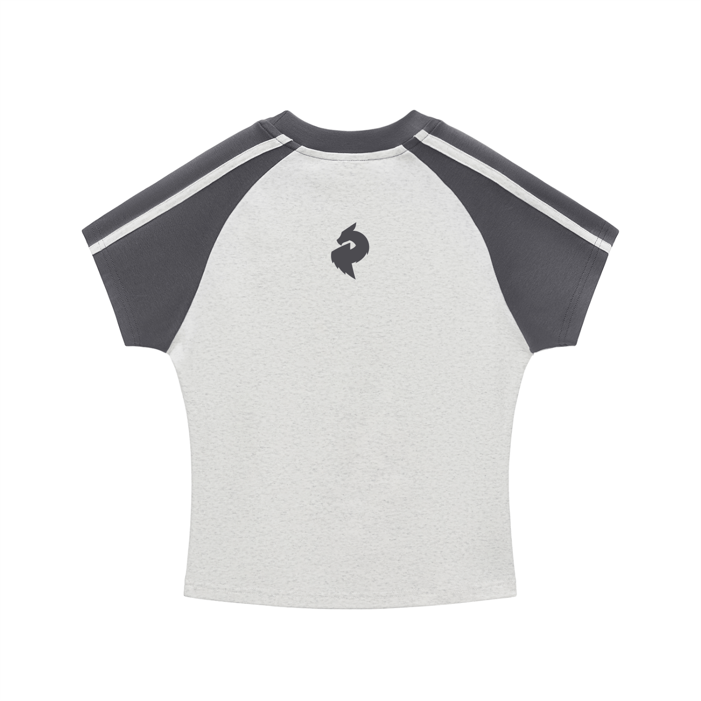 Women's Flower Gray with Dark Gray Contrast Stripes Bodycon Raglan Sleeve T-ShirtContrast Stripes Bodycon Raglan Sleeve T-ShirtWomen's Flower Gray with Dark Gray Contrast Stripes Bodycon Raglan Sleeve T-Shirt251002PODAA0669001