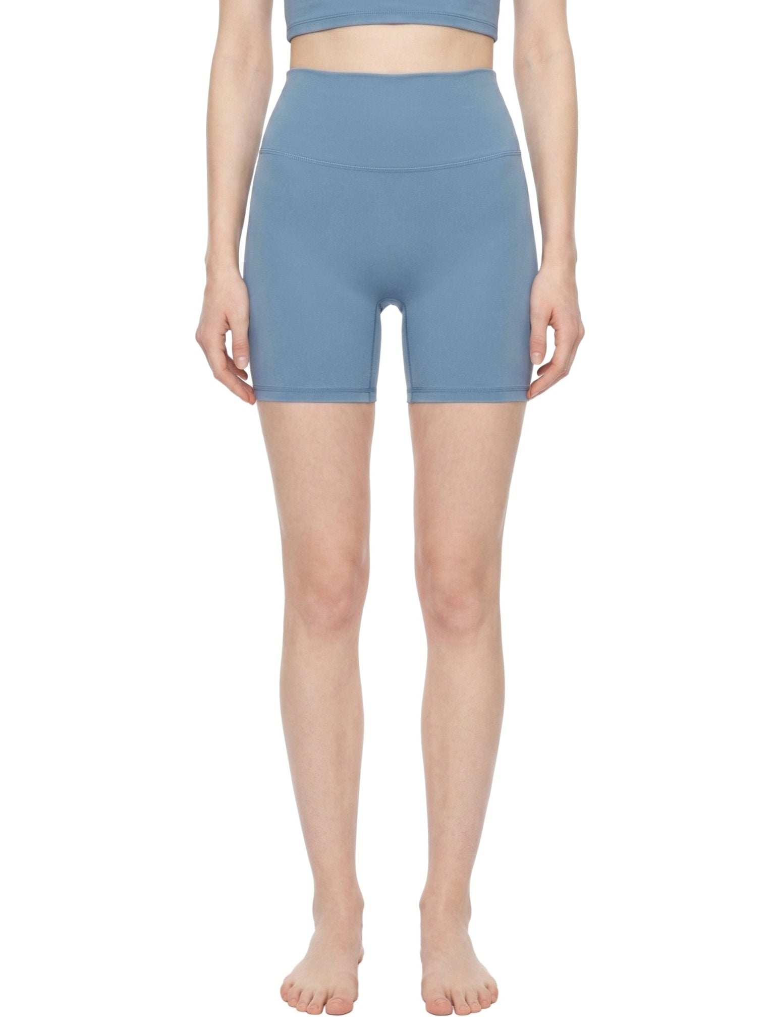 Women's Gray Blue High - Waisted Biker ShortsHigh - Waisted Biker ShortsWomen's Gray Blue High - Waisted Biker Shorts260508PODBJ1021001