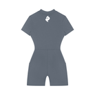 Women's Gray Blue Quarter-Zip Short Sleeve RomperRomperWomen's Gray Blue Quarter-Zip Short Sleeve Romper260617PODAG2706001