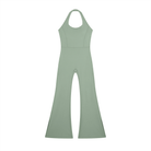 Women’s Gray Green Halter Flared JumpsuitHalter Flared JumpsuitWomen’s Gray Green Halter Flared Jumpsuit260607PODAG1786001