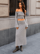 Women's Gray Knit Maxi SkirtKnit Maxi SkirtWomen's Gray Knit Maxi Skirt260505PODBL4268001