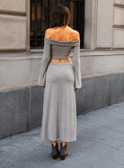 Women's Gray Knit Maxi SkirtKnit Maxi SkirtWomen's Gray Knit Maxi Skirt260505PODBL4268001
