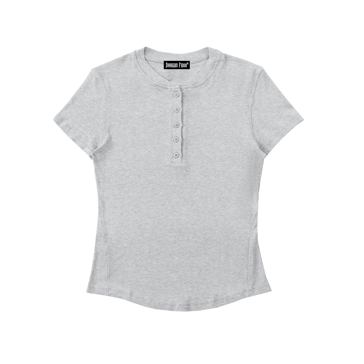 Women's Gray Modal Bodycon Henley ShirtWomen's Modal Bodycon Henley ShirtWomen's Gray Modal Bodycon Henley Shirt250907PODAA1577001